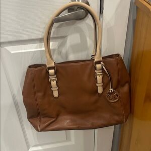 Michael Kors Tan and Cream Tote Bag